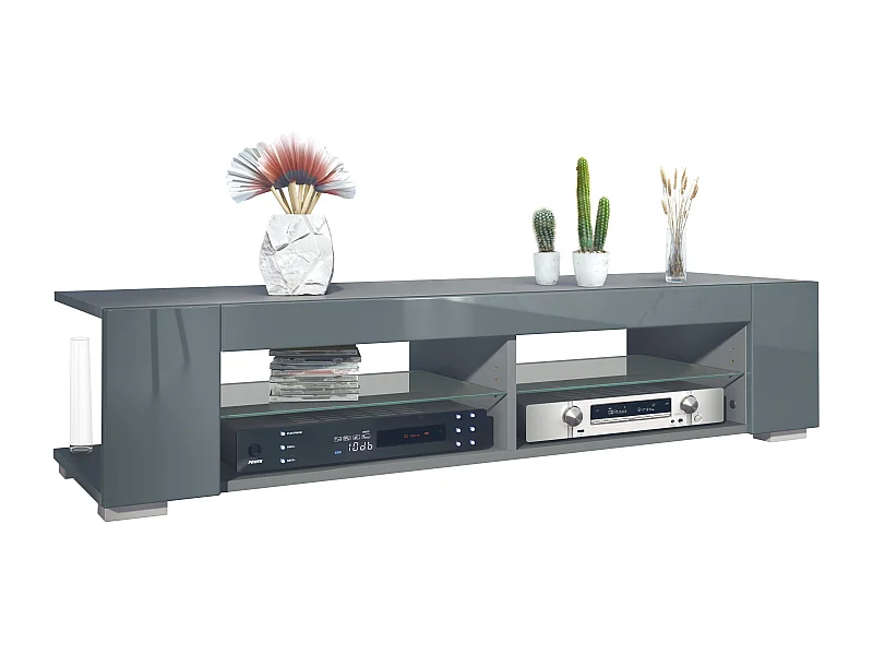 Meuble TV Movie, meuble TV avec 4 compartiments ouverts et moulures décoratives, anthracite mat/ (134,5 x 30,5 x 38,5 cm)