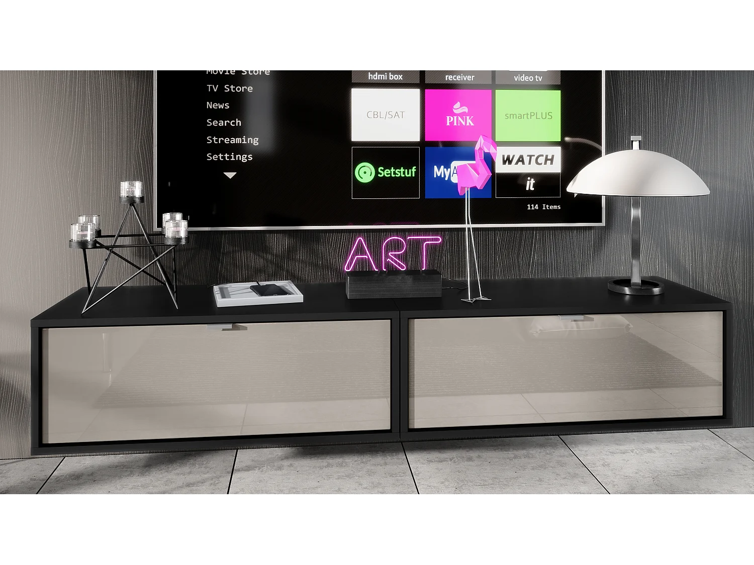 LOWBOARD Lana Fronten in Sandgrau Hochglanz