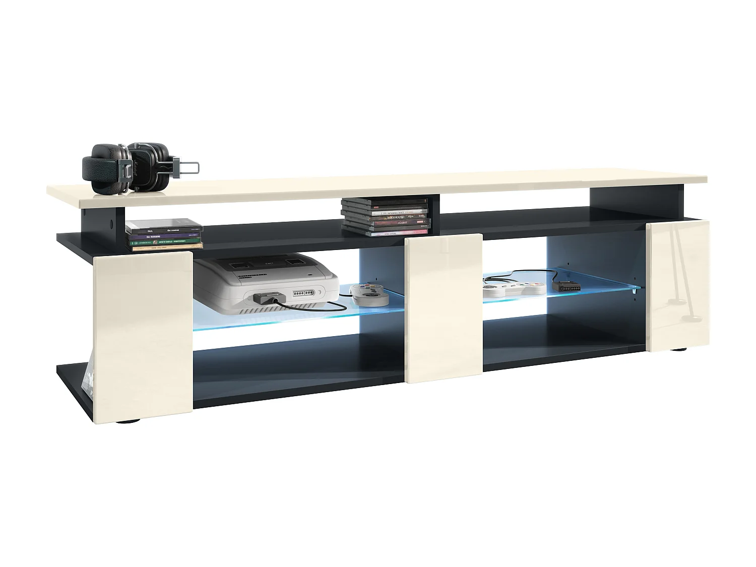 LOWBOARD Movie Fronten und obere Platte des Aufsatzes in Creme Hochglanz