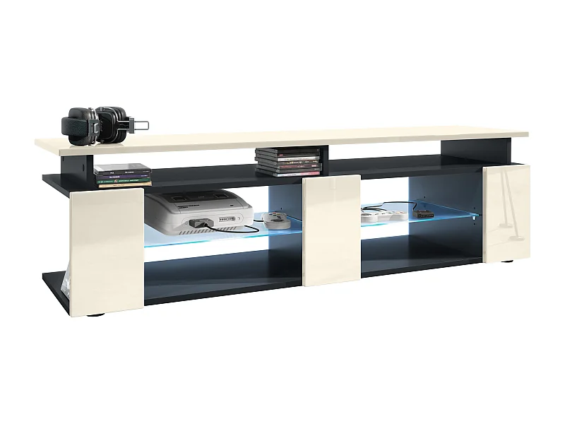 LOWBOARD Movie Fronten und obere Platte des Aufsatzes in Creme Hochglanz