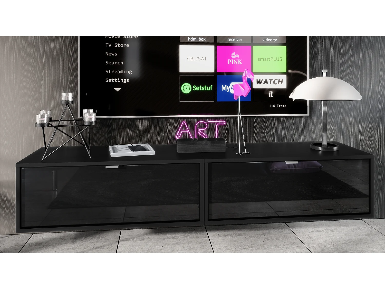 LOWBOARD Lana Fronten in Schwarz Hochglanz