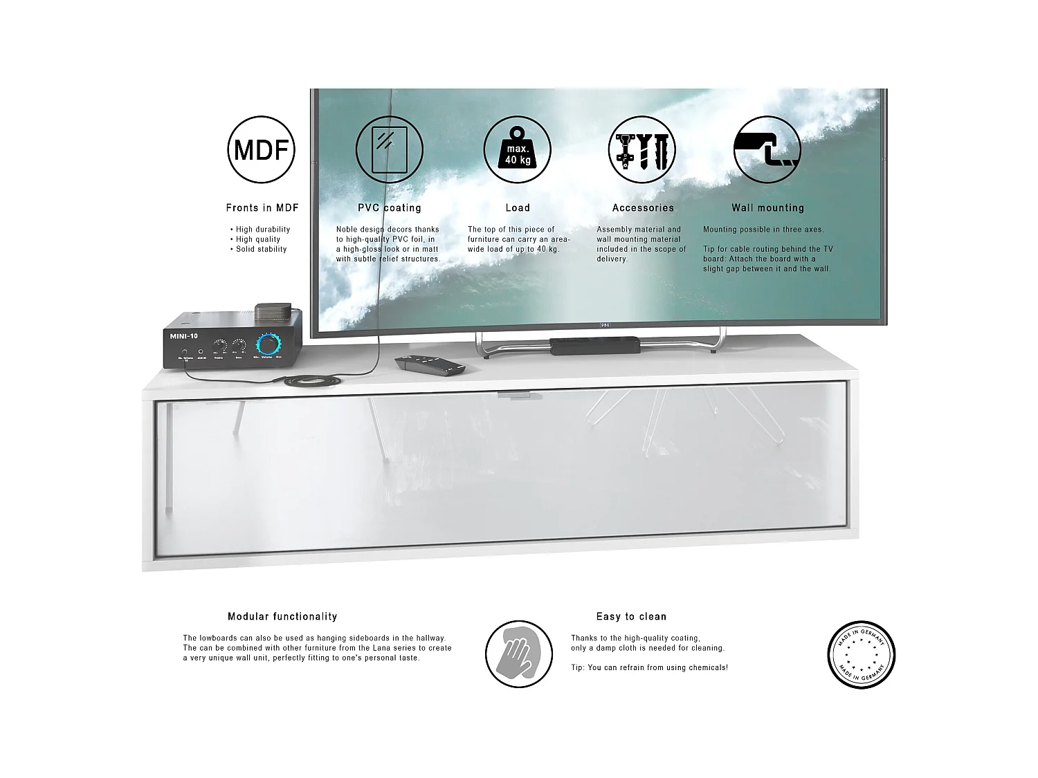 LOWBOARD Lana Fronten in Beton Oxid Optik