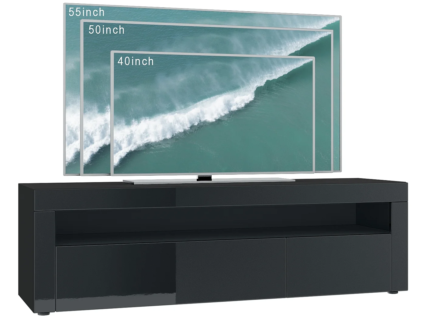 LOWBOARD Valencia Creme Hochglanz / Schwarz Hochglanz
