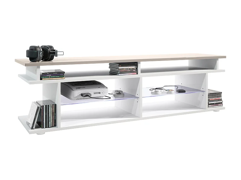 LOWBOARD Movie Platte des TV-Aufsatzes in Sandgrau Hochglanz