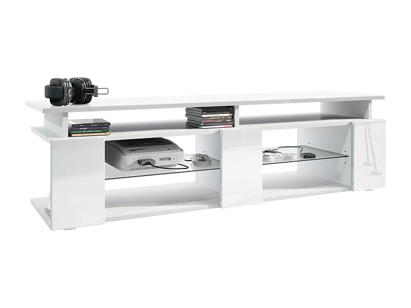 TV Board Movie V2 Game On Lowboard 138,5 x 39 x 39 cm , struttura in bianco opaco, frontali in bianco lucido