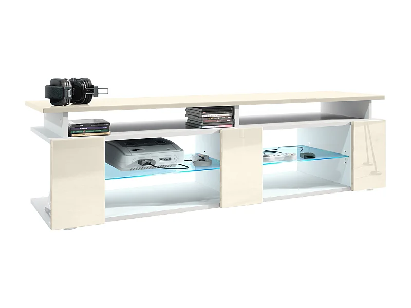 LOWBOARD Movie Fronten und obere Platte des Aufsatzes in Creme Hochglanz