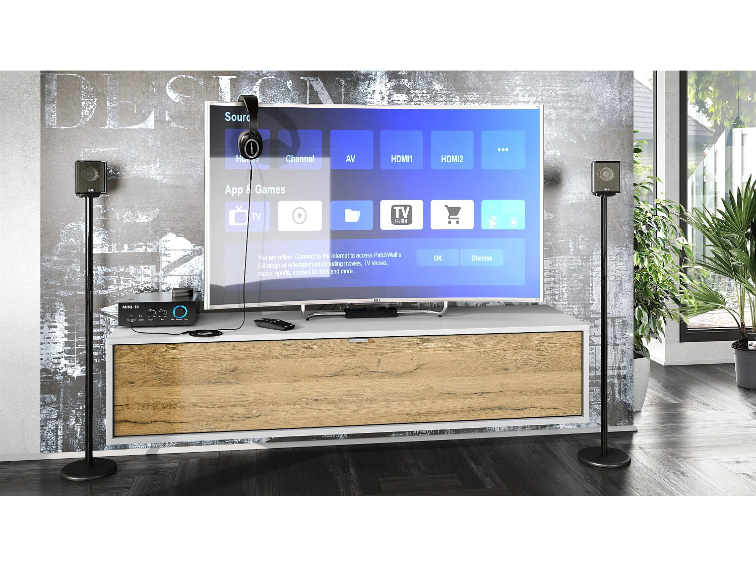 TV Board Lana 140 mobile da parete Porta TV 140 x 29 x 37 cm, struttura in bianco opaco, frontali in rovere Nature | Ampia scelta di colori