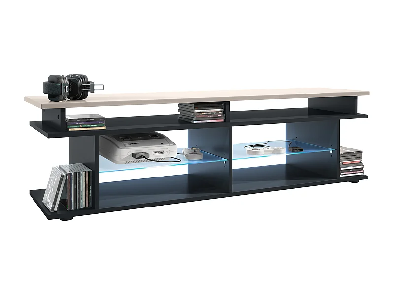 LOWBOARD Movie Platte des TV-Aufsatzes in Sandgrau Hochglanz