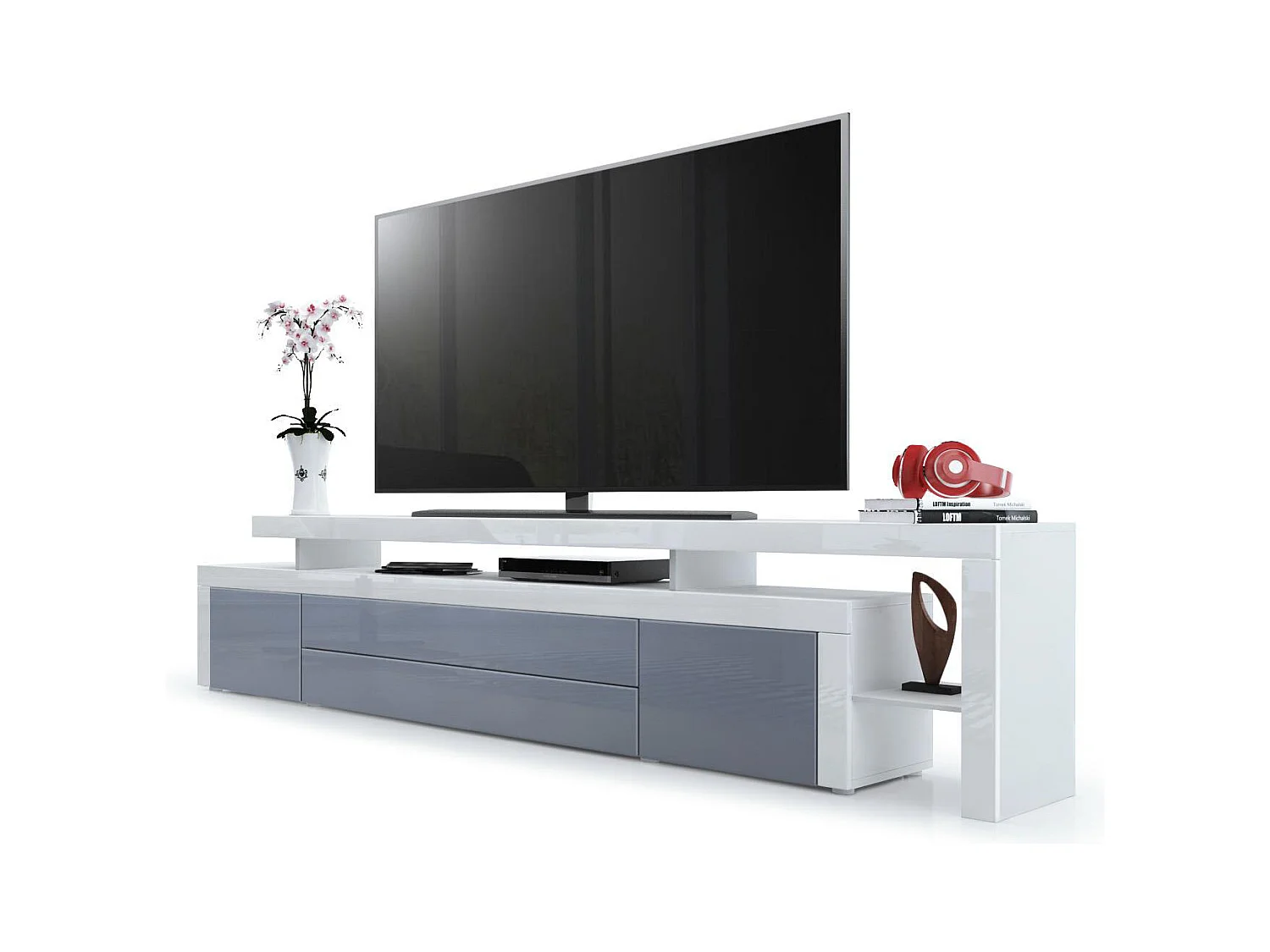 LOWBOARD Leon Grau Hochglanz / Weiß Hochglanz