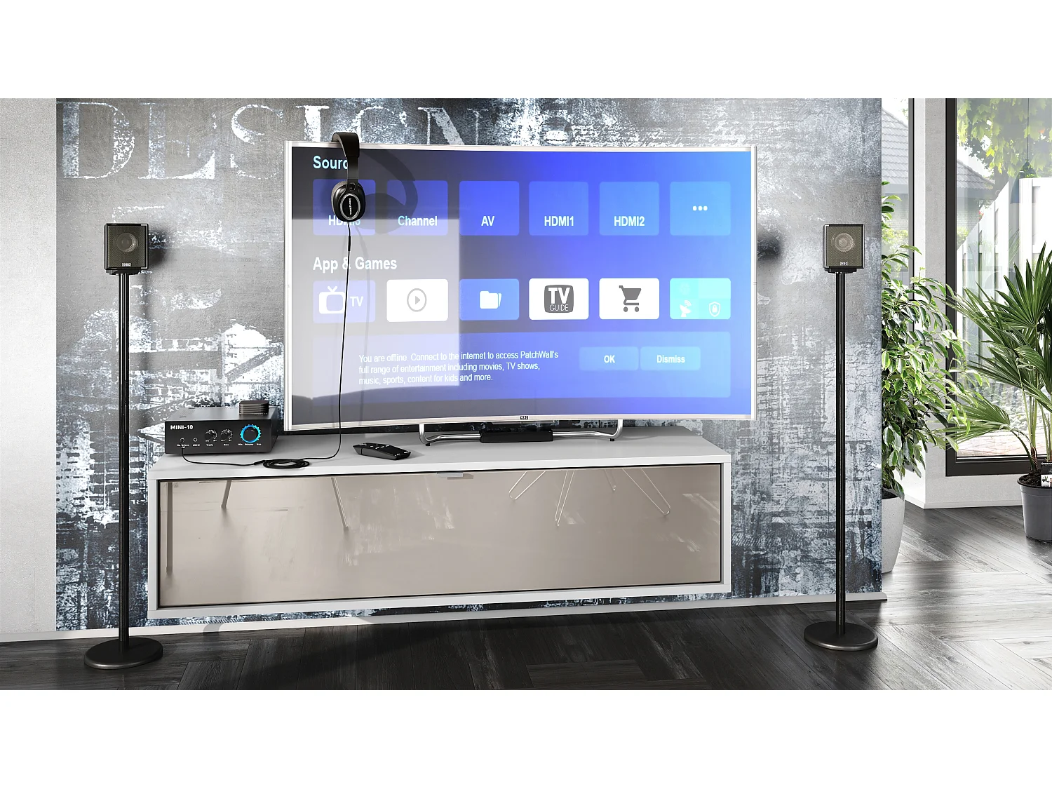 Meuble TV Lana 120 armoire murale lowboard 120 x 29 x 37 cm, caisson en Blanc mat, façades en Gris sable haute brillance | Grand choix de couleurs