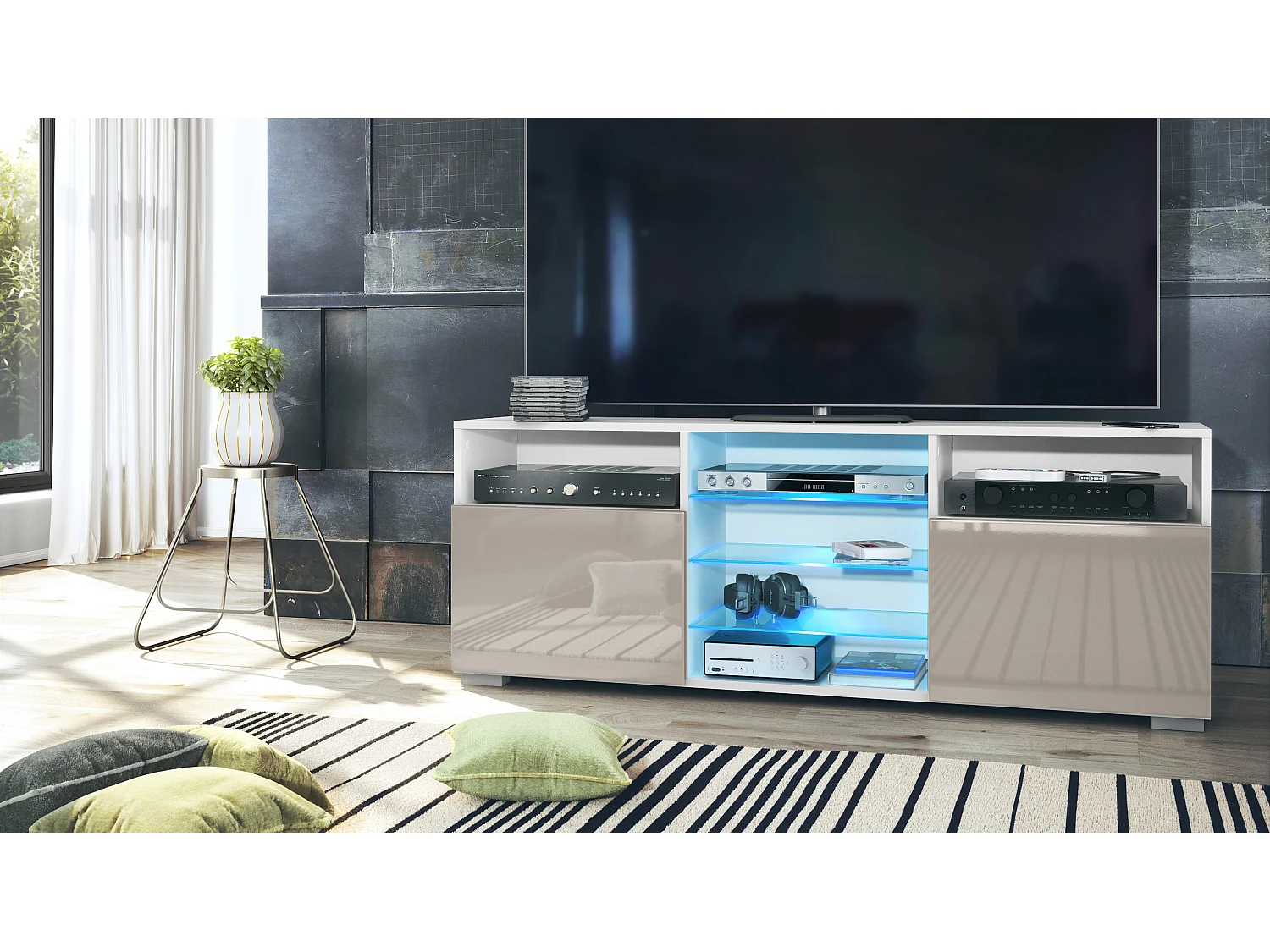 LOWBOARD Granada Front in Sandgrau Hochglanz