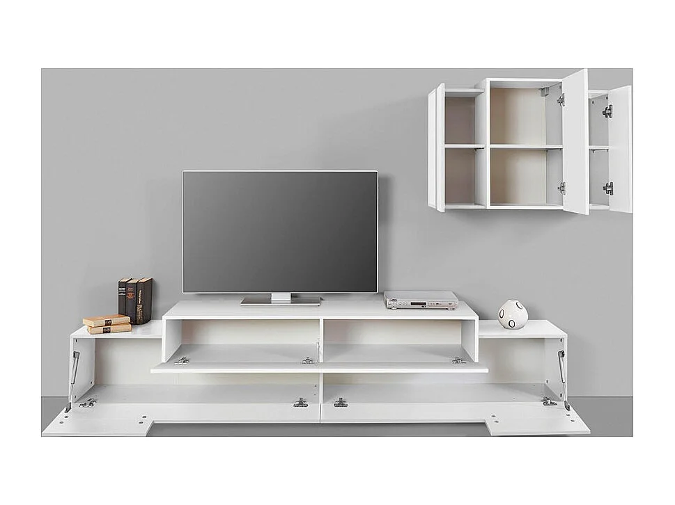 Meuble TV mural blanc au design moderne Stady WH