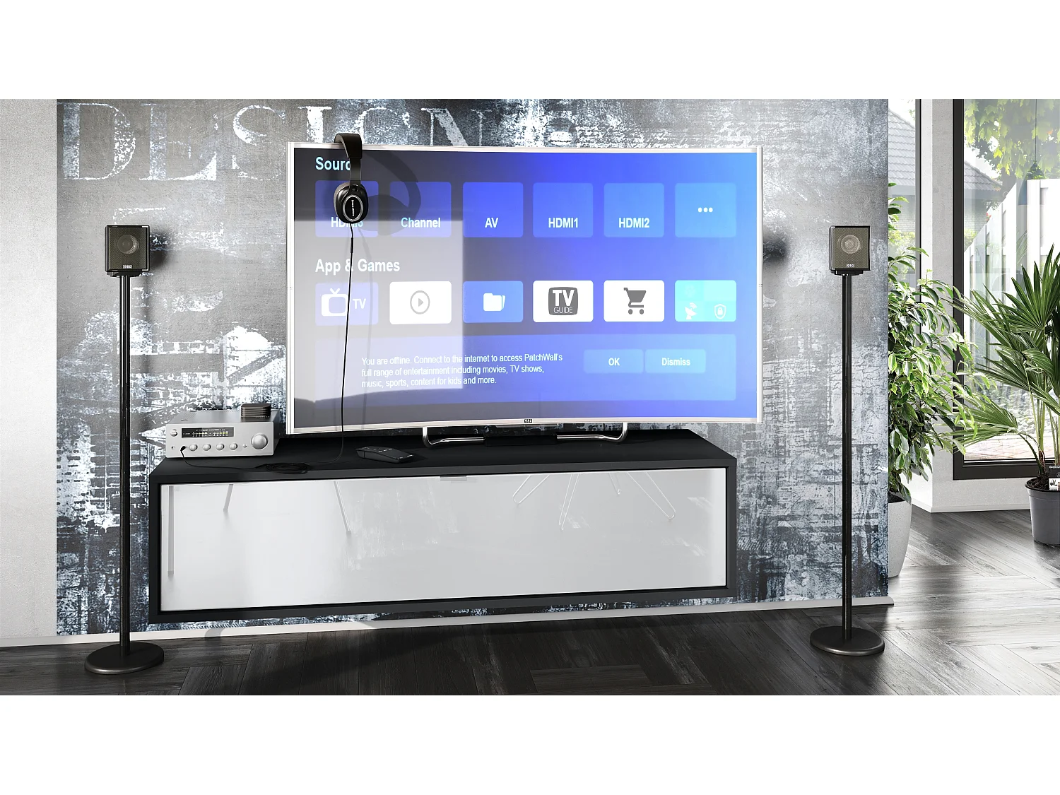 TV Board Lana 120 mobile da parete Porta TV 120 x 29 x 37 cm, struttura in nero opaco, frontali in bianco lucido | Ampia scelta di colori