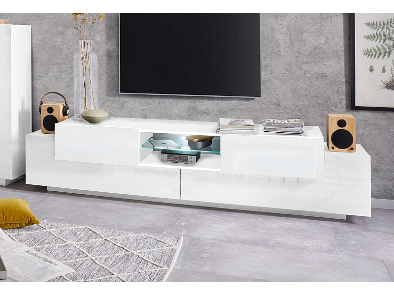 Meuble TV New Coro L 220 x H 51 x P 45 cm blanc