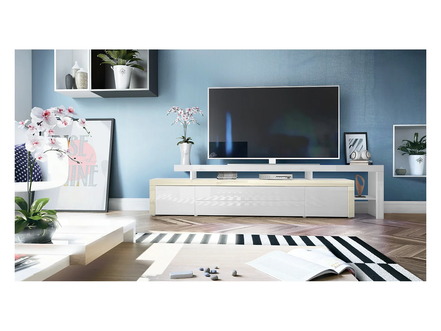 LOWBOARD Leon Weiß Hochglanz / Creme Hochglanz