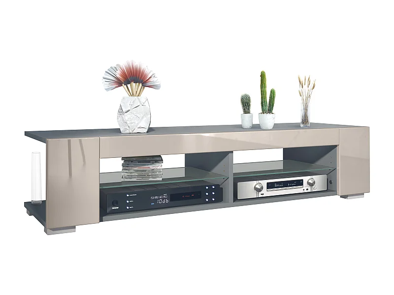 Meuble TV Movie, meuble TV avec 4 compartiments ouverts et moulures décoratives, anthracite mat/ (134,5 x 30,5 x 38,5 cm)