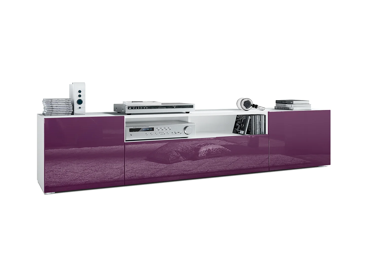 LOWBOARD Mogan Fronten in Brombeer Hochglanz