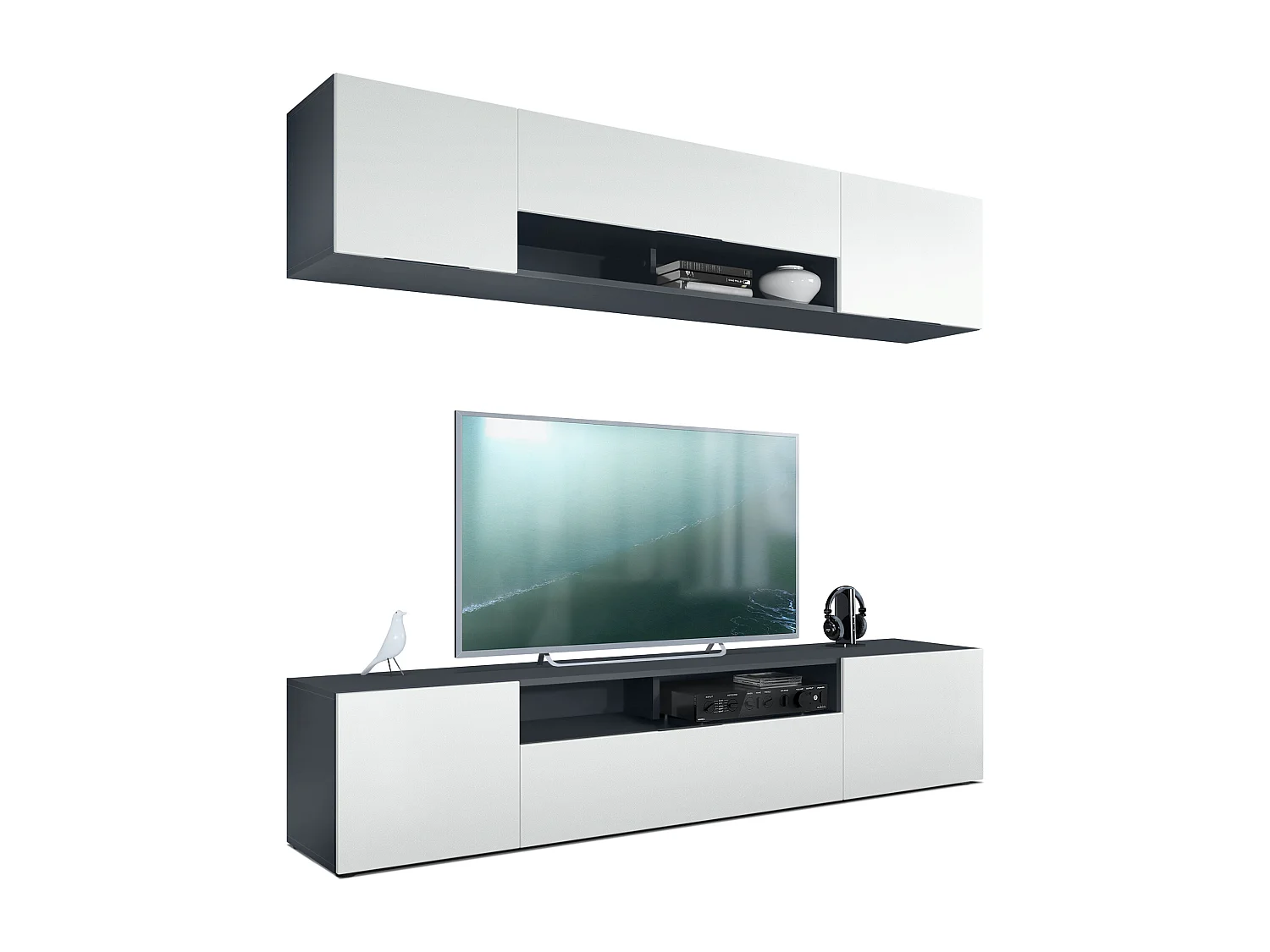 WOHNWAND Mogan Fronten in Weiß matt