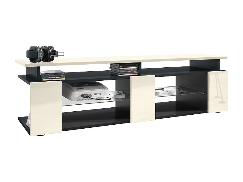 LOWBOARD Movie Fronten und obere Platte des Aufsatzes in Creme Hochglanz