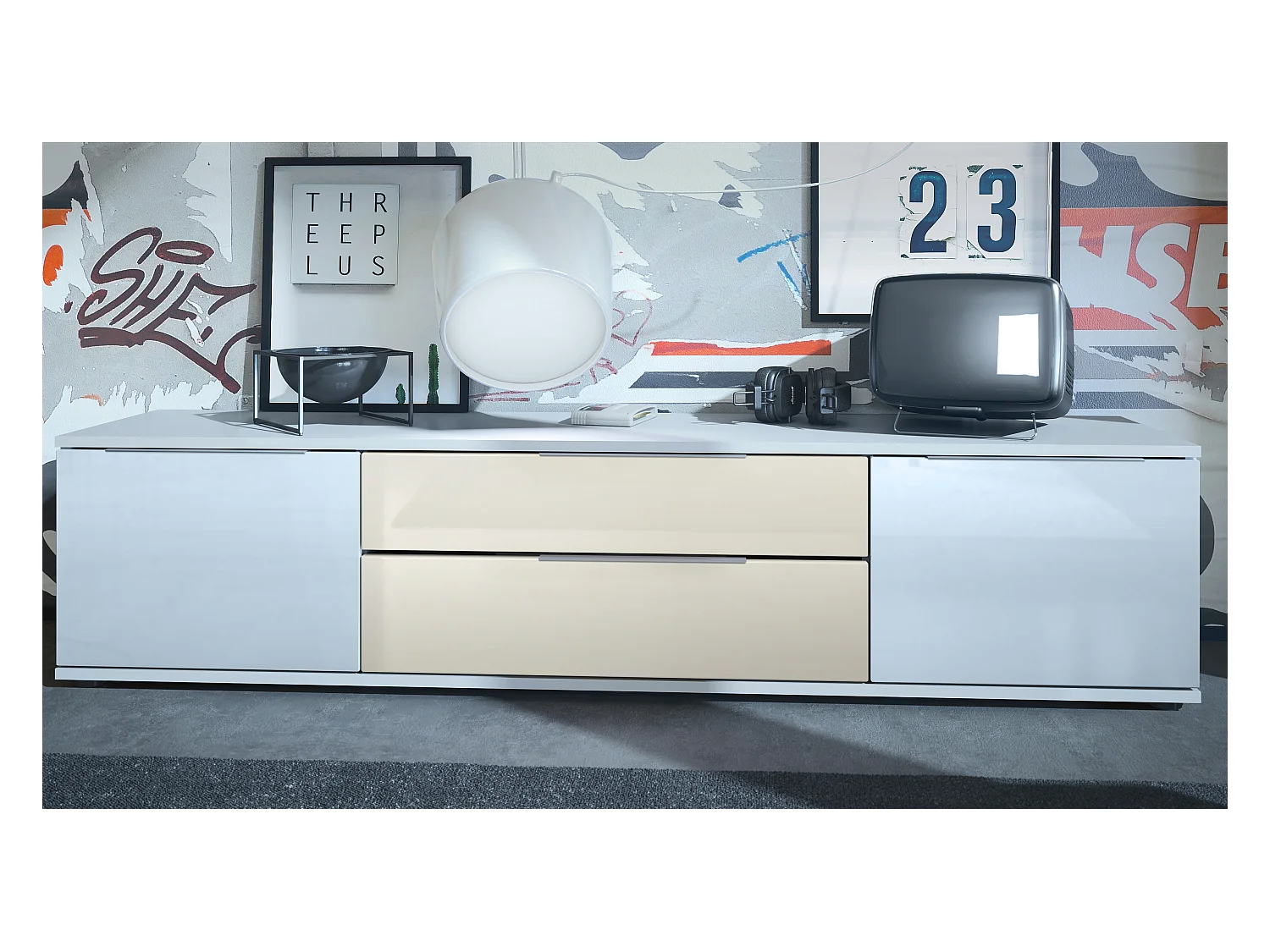 LOWBOARD Linio Creme Hochglanz