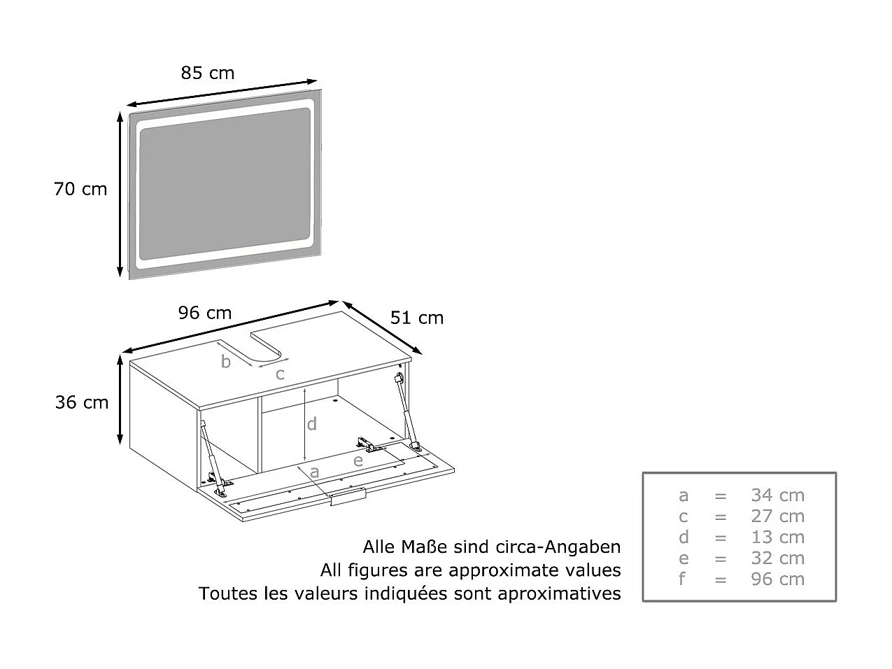 WASCHBECKENUNTERSCHRANK Aloha Absetzungen in Grau Hochglanz