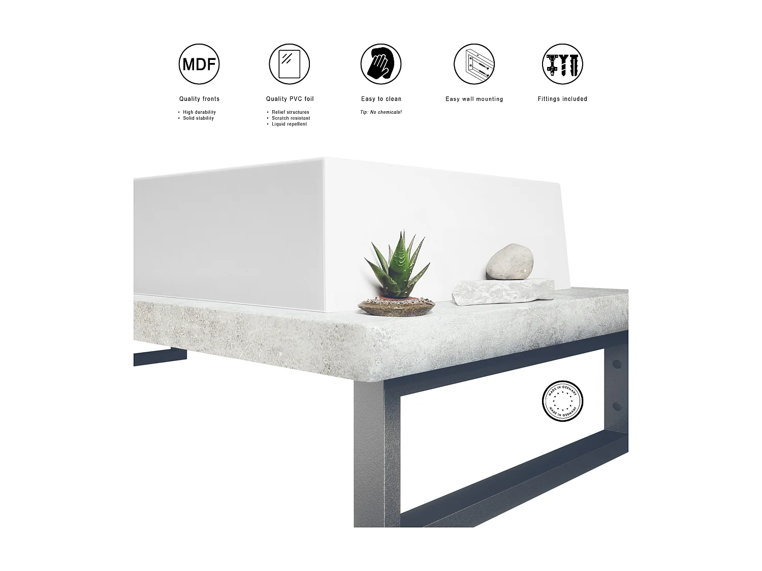 WASCHBECKENUNTERSCHRANK Nizza Beton Oxid Optik