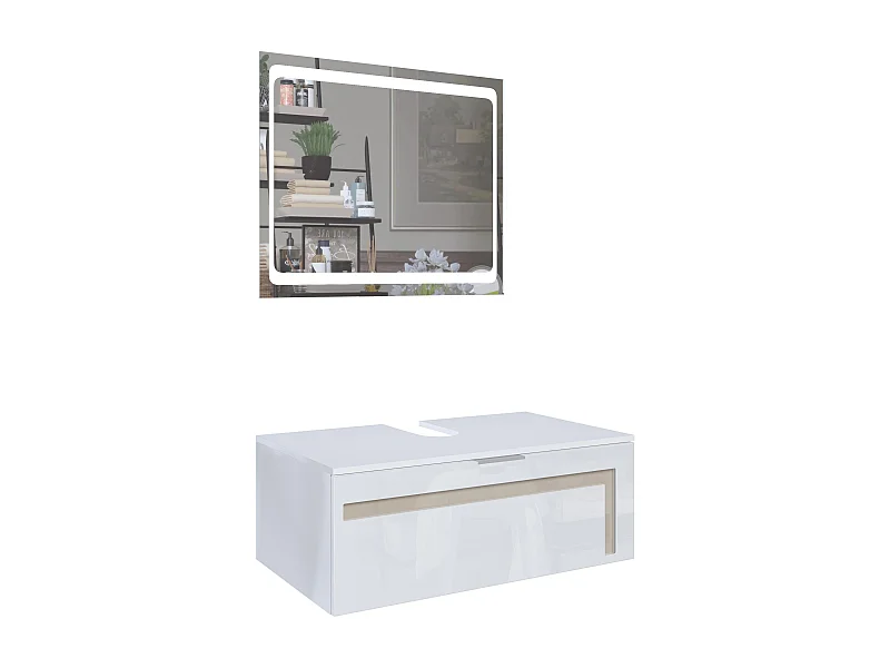 WASCHBECKENUNTERSCHRANK Aloha Absetzungen in Sandgrau Hochglanz