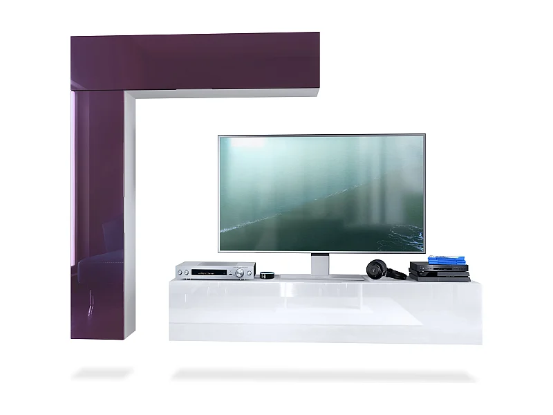 WOHNWAND Taurito Fronten in Brombeer Hochglanz