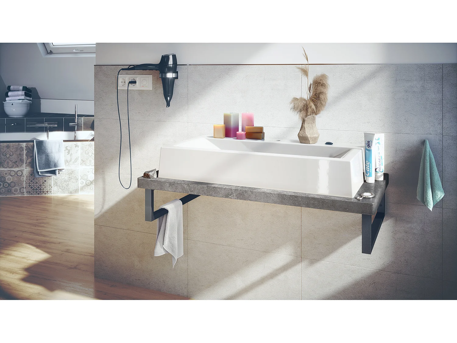 WASCHBECKENUNTERSCHRANK Nizza Steingrau