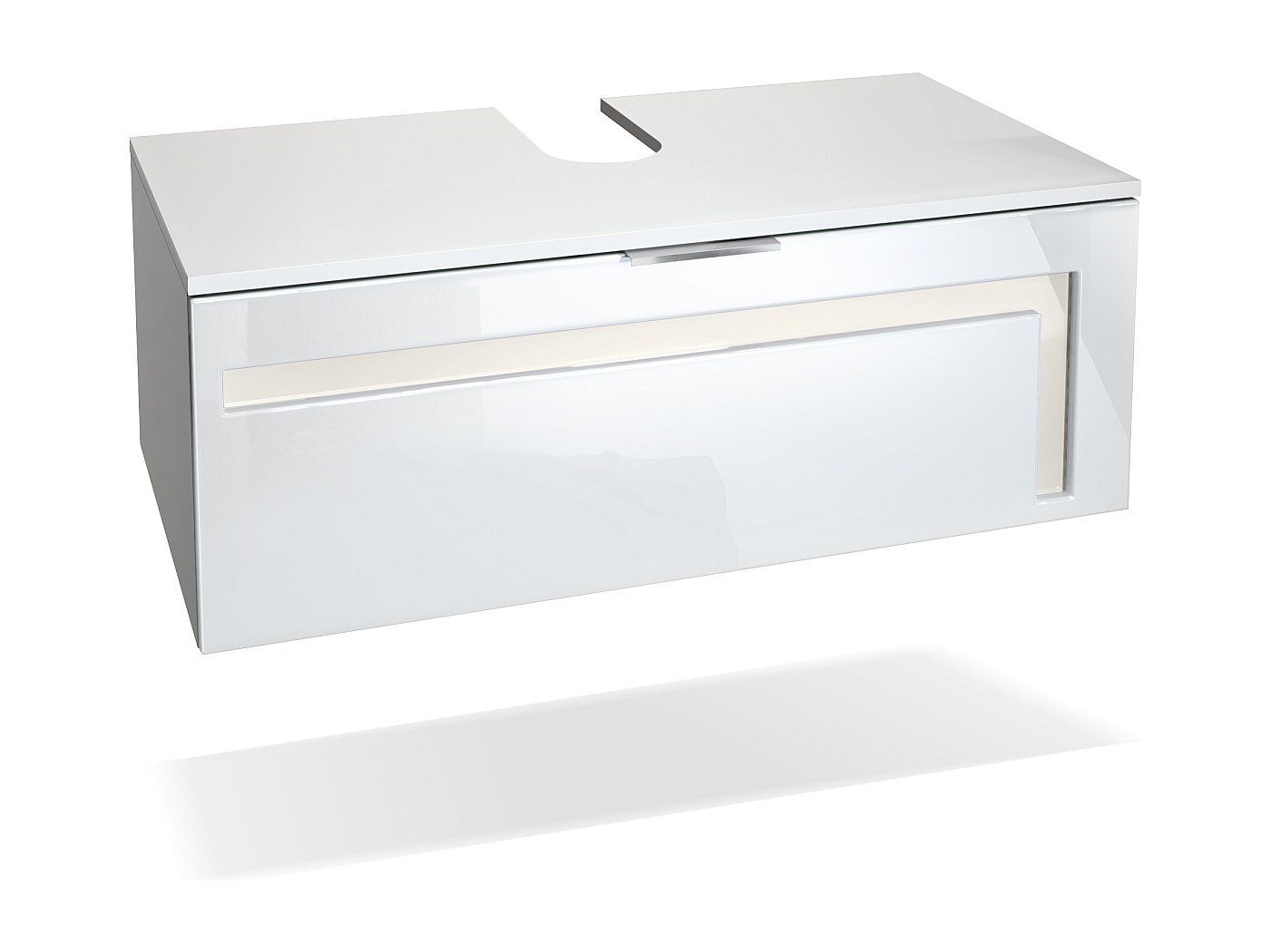 Mobile bagno a terra 120 cm in legno bianco lucido - Nova