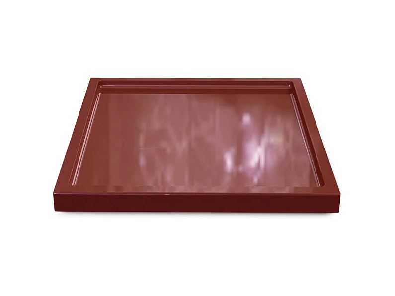 Décoration de table Maya, Plateau rectangulaire décoratif et moderne, Bordeaux haute brillance (20 x 1,8 x 20 cm)
