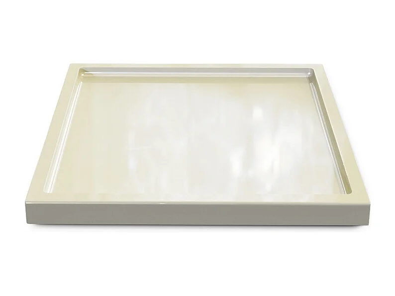 Décoration de table Maya, Plateau rectangulaire décoratif et moderne, Crème haute brillance (20 x 1,8 x 20 cm)