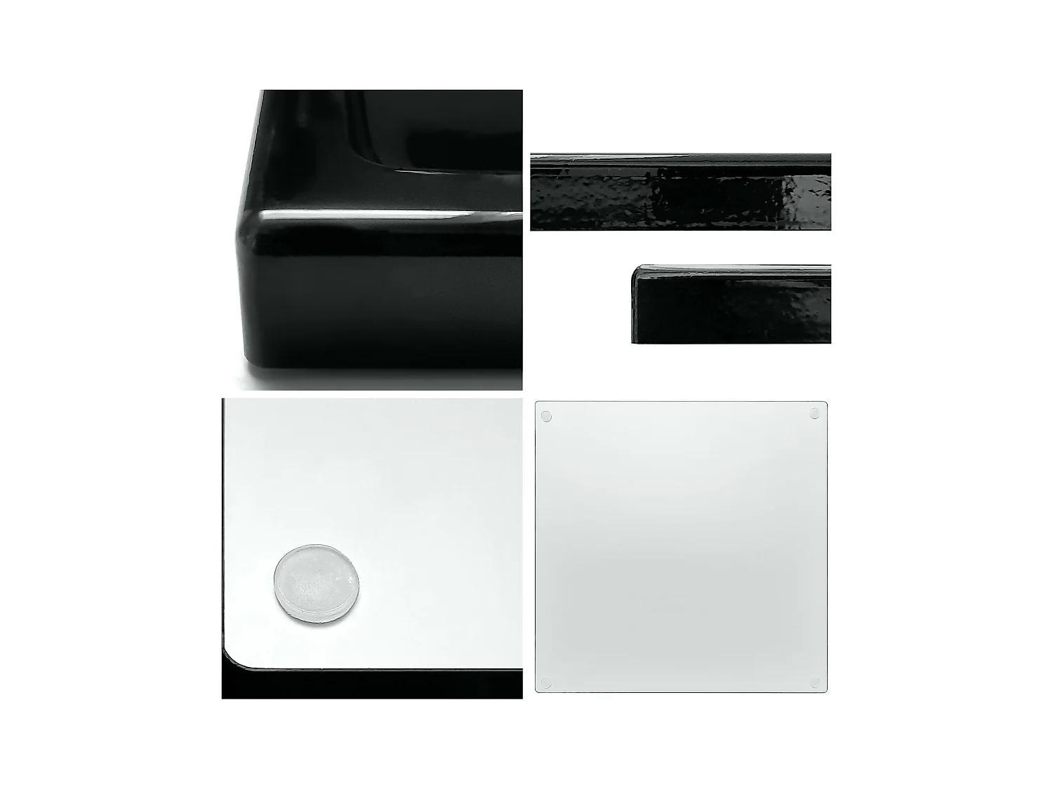 Décoration de table Maya, Plateau rectangulaire décoratif et moderne, Aspect Béton Oxyde, 3 pièces (20 x 1,8 x 20 cm)