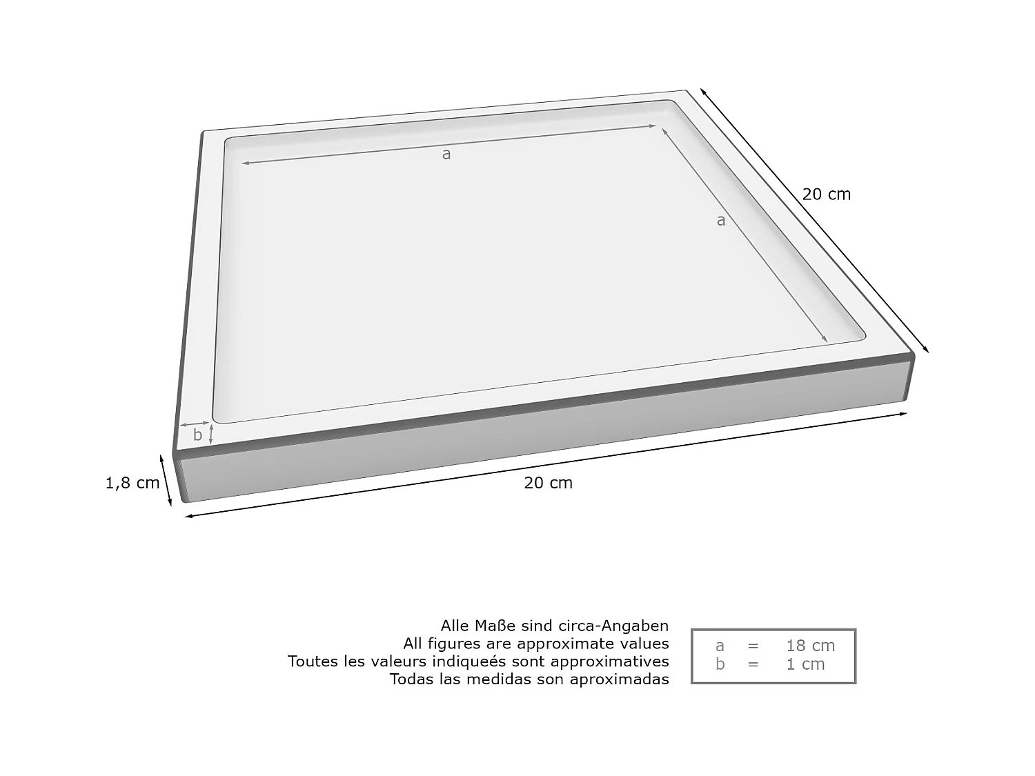 Décoration de table Maya, Plateau rectangulaire décoratif et moderne, Aspect Béton Oxyde, 3 pièces (20 x 1,8 x 20 cm)