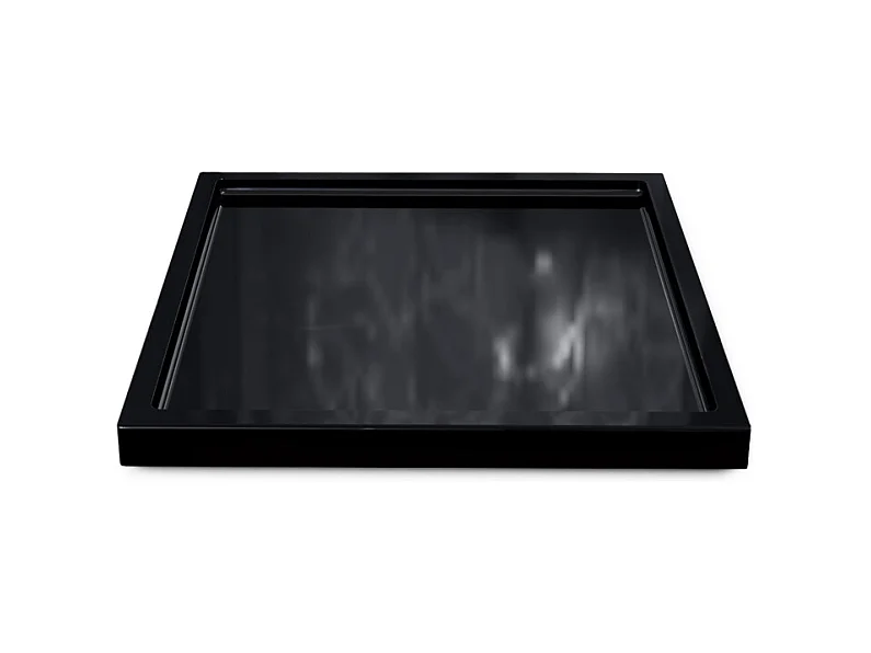 Décoration de table Maya, Plateau rectangulaire décoratif et moderne, Noir haute brillance (20 x 1,8 x 20 cm)