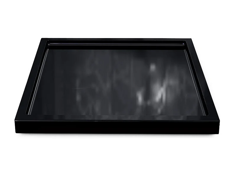 Décoration de table Maya, Plateau rectangulaire décoratif et moderne, Noir haute brillance (20 x 1,8 x 20 cm)