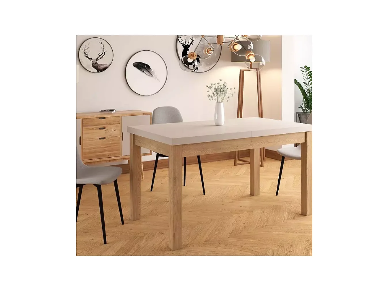 Table extensible cachemire et bois chêne 10 personnes 218 cm MODERNAZ