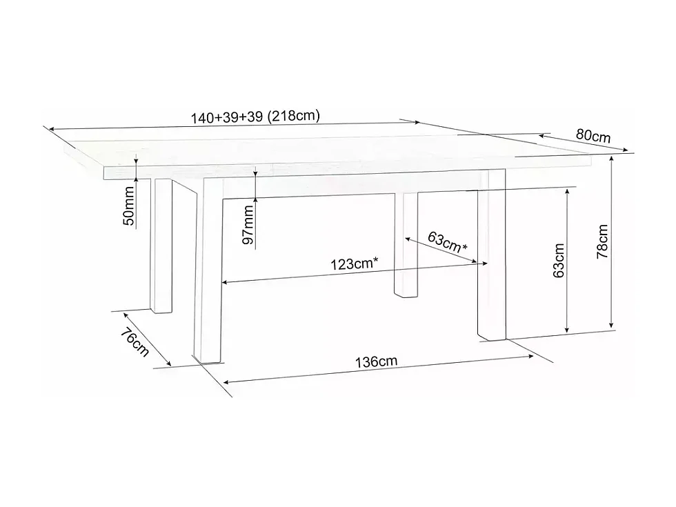 Table extensible cachemire et bois chêne 10 personnes 218 cm MODERNAZ