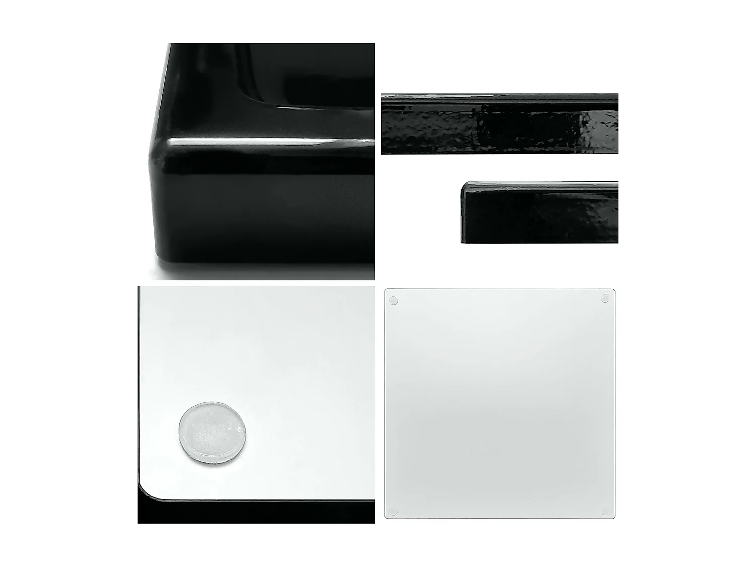 Décoration de table Maya, Plateau rectangulaire décoratif et moderne, Crème haute brillance, 3 pièces (20 x 1,8 x 20 cm)