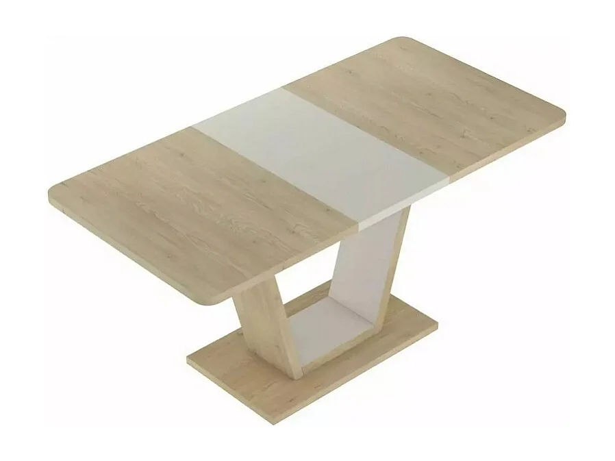 Table extensible 120-160 cm bois cachemire 8 pers design ouvert ALESSIAZ