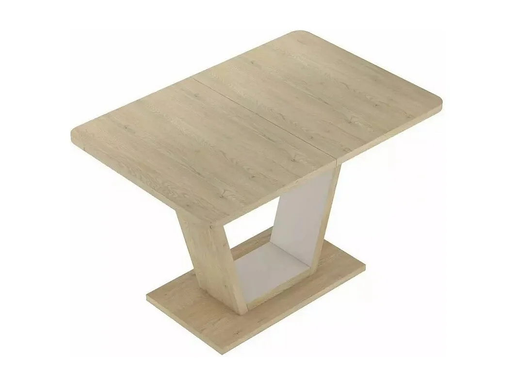 Table extensible 120-160 cm bois cachemire 8 pers design ouvert ALESSIAZ