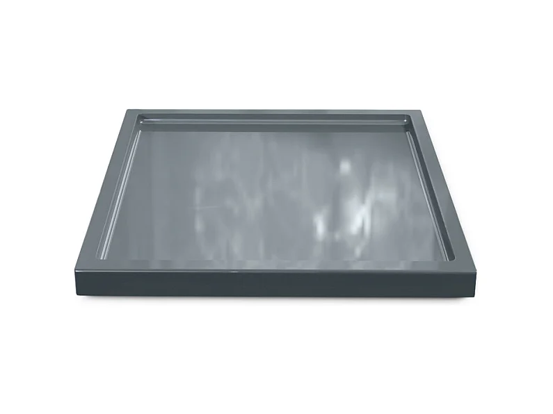 Décoration de table Maya, Plateau rectangulaire décoratif et moderne, Gris haute brillance (20 x 1,8 x 20 cm)