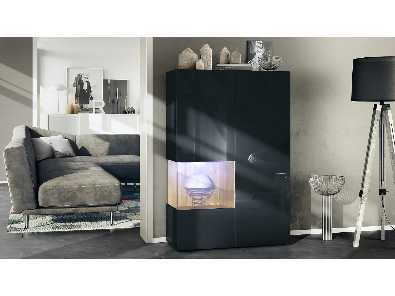 VITRINE Morena Einsatz in Eiche Natur