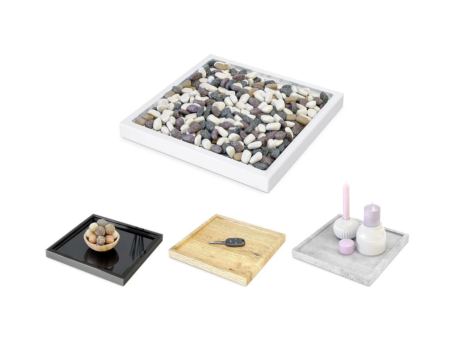 Décoration de table Maya, Plateau rectangulaire décoratif et moderne, Mûre haute brillance (20 x 1,8 x 20 cm)