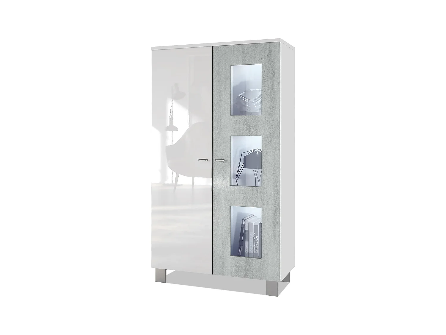 VITRINE Denjo Tür in Beton Oxid Optik