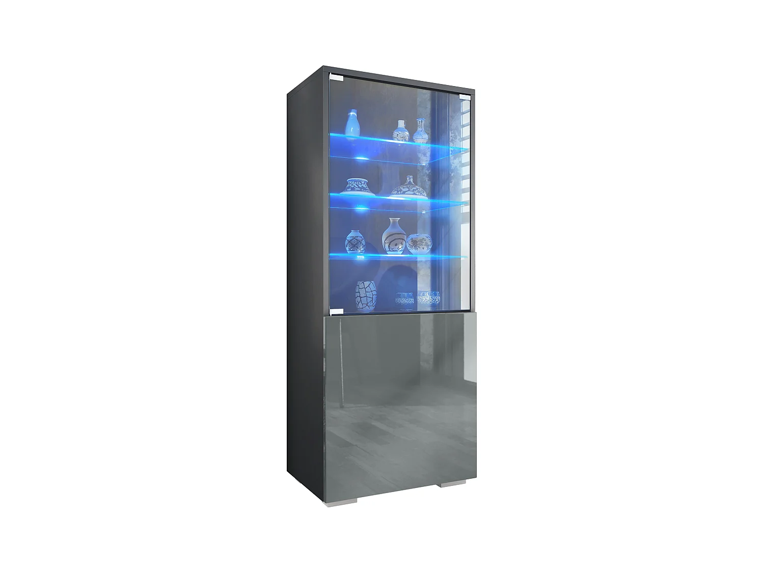 VITRINE Granada Grau Hochglanz