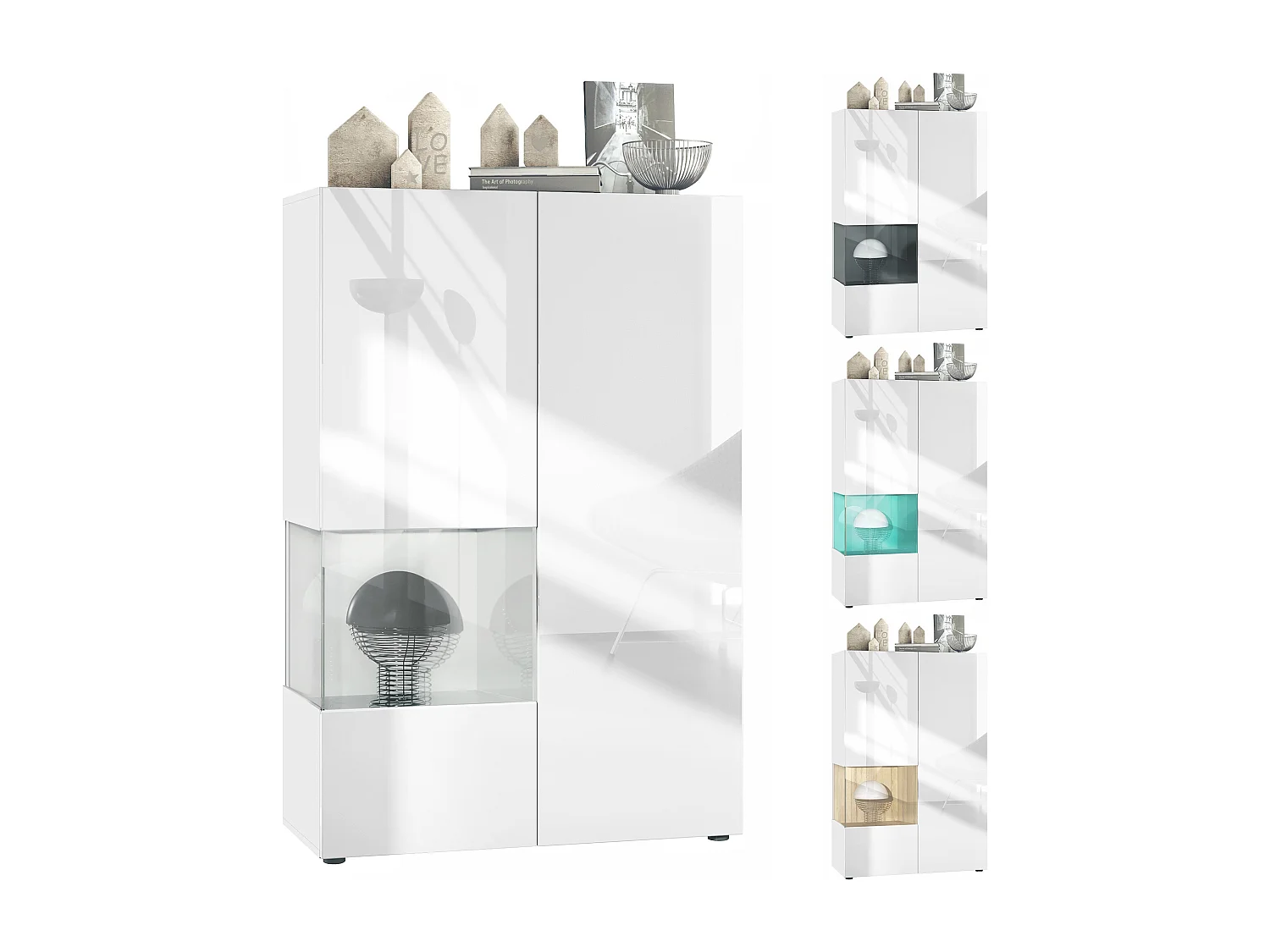 VITRINE Morena Einsatz in Grau Hochglanz