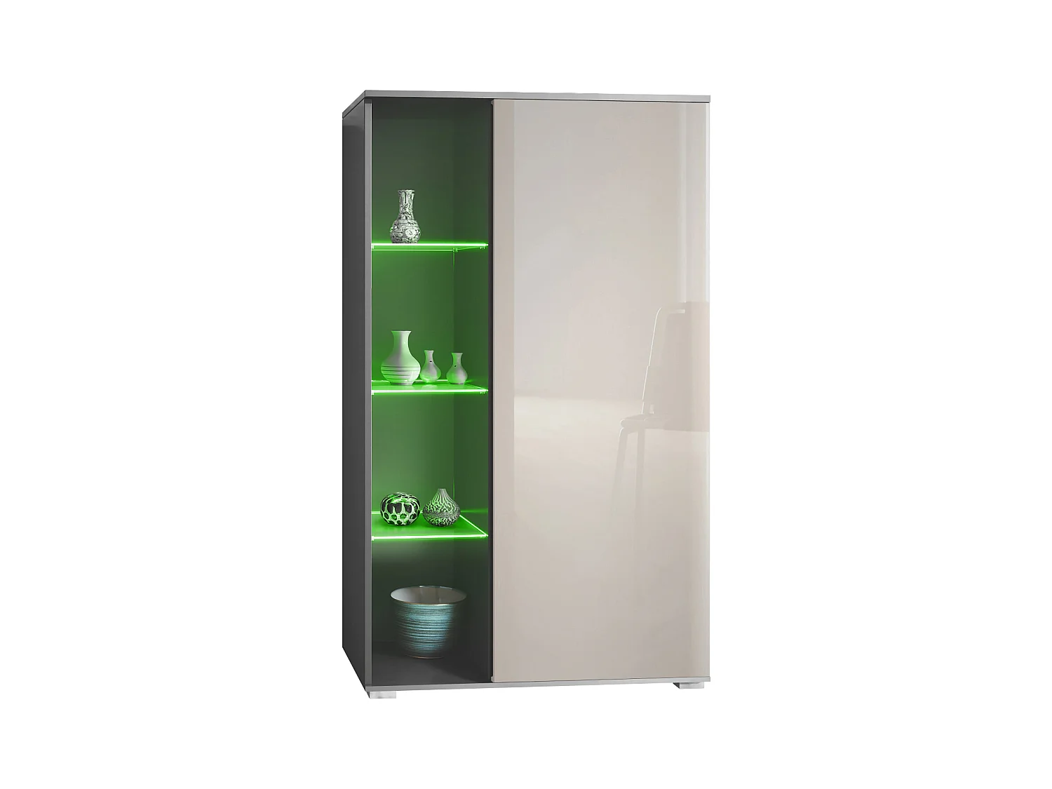VITRINE Davos Sandgrau Hochglanz