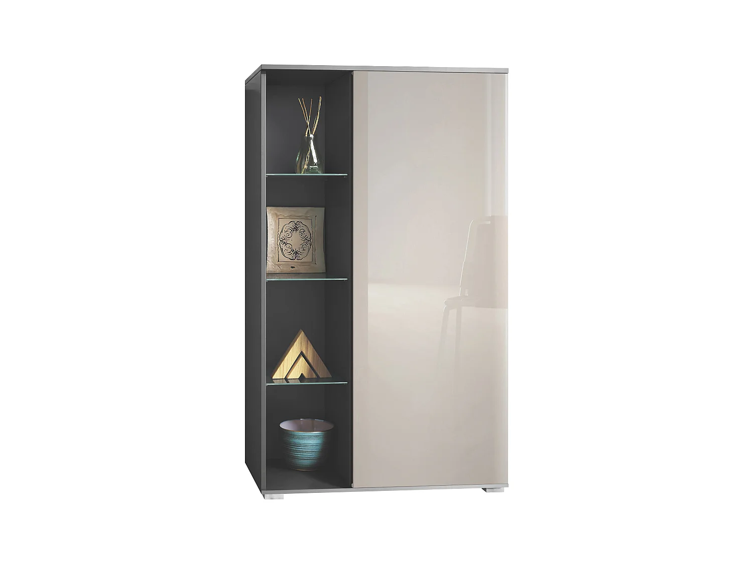 VITRINE Davos Sandgrau Hochglanz