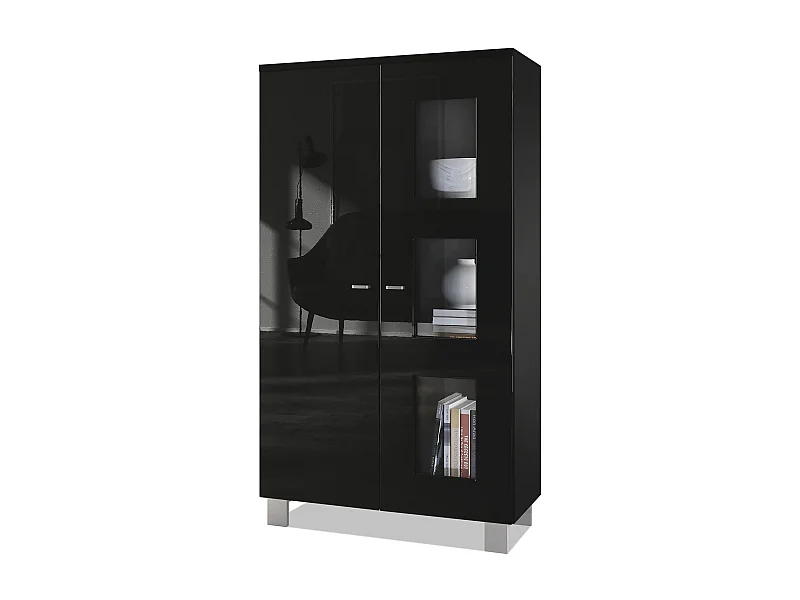 VITRINE Denjo Tür in Schwarz Hochglanz